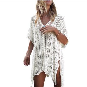 White Tasseled Crochet Cover-Up